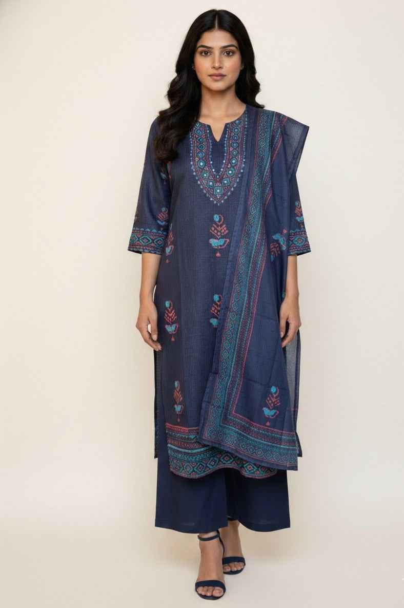 Kota Doria Dupatta Set With Inner KD003