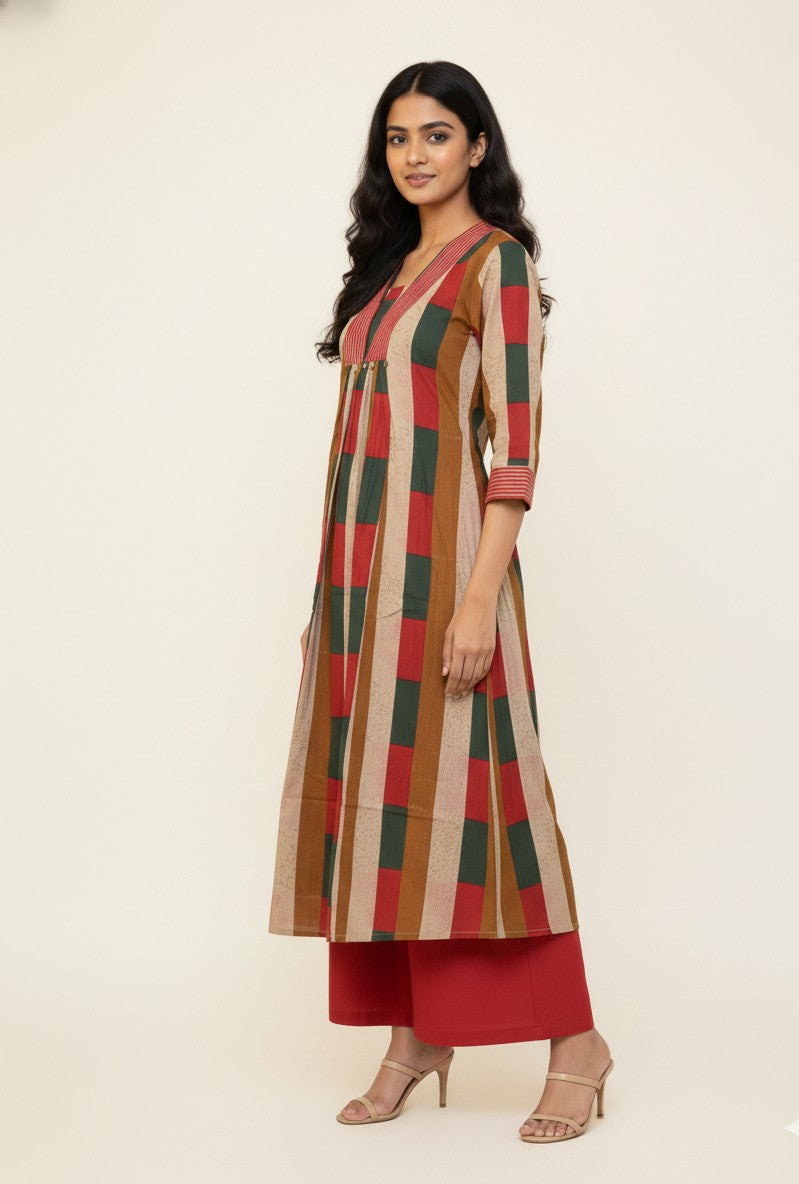 Pure Cotton A Line Two Piece Pant Set  PS0155