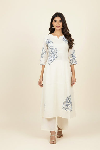 Premium Mul Cotton Embroidery Dupatta Set With Inner  MC027