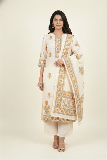 Pure Kota Doria Dupatta Set With Inner KD008