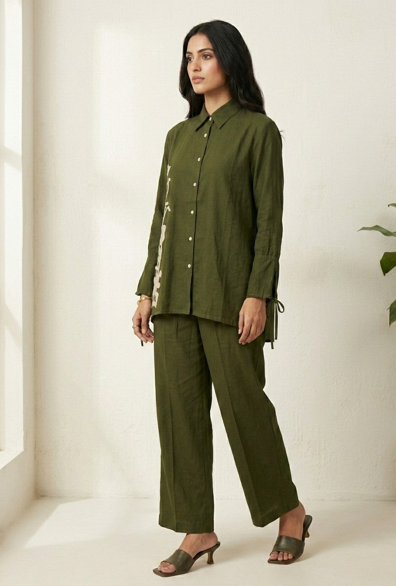 Pure Muslin Two Piece Co Ord Set With Embroidery