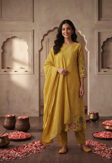 Pure Chanderi  festival wear Dupatta Set