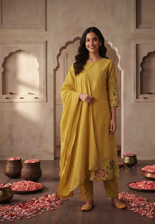 Pure Chanderi  festival wear Dupatta Set