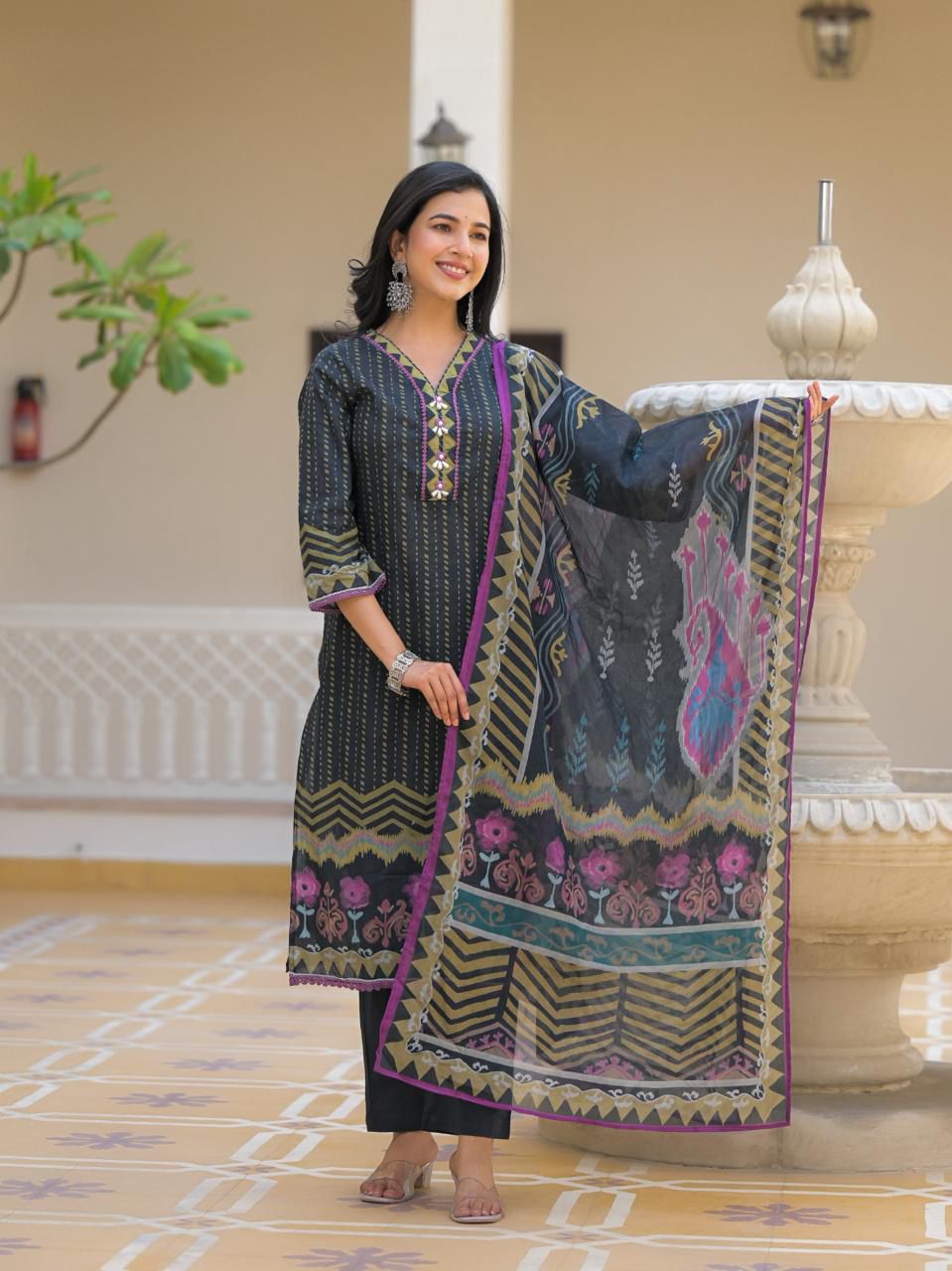 Pure cotton digital print Dupatta set CS095