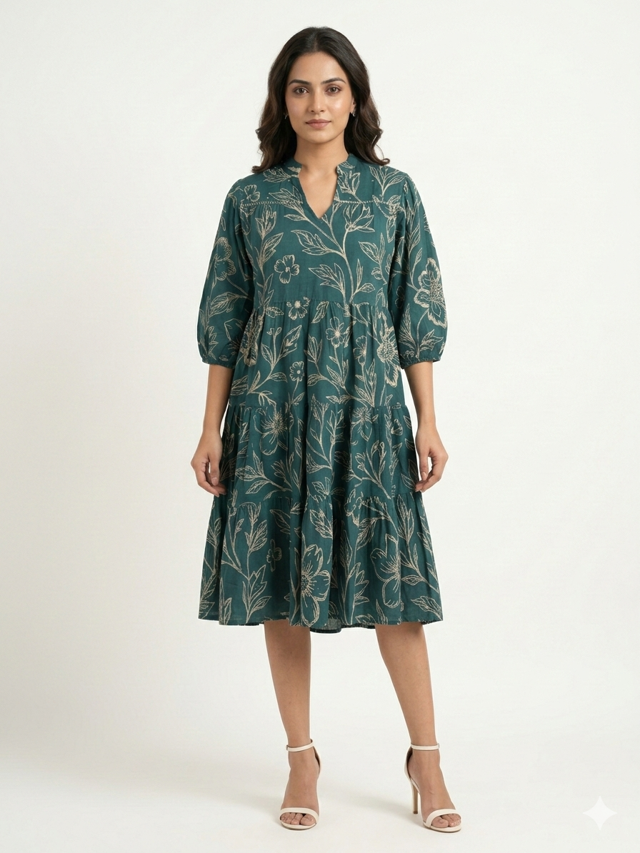 Pure Cotton One Piece Midi Dress SD046