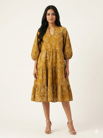 Pure Cotton One Piece Midi Dress SD046