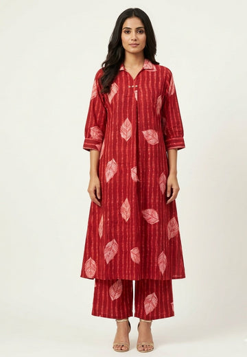 Pure Cotton A Line Two Piece Pant Set