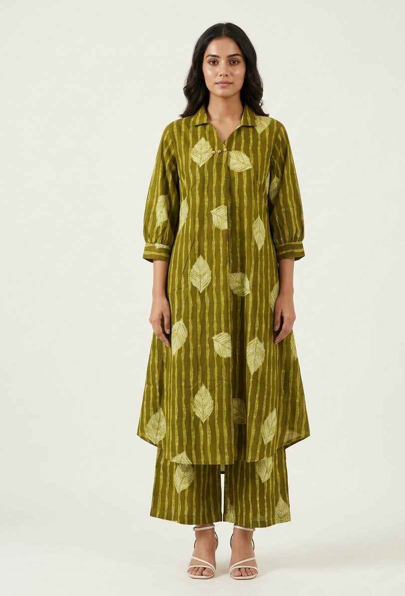 Pure Cotton A Line Two Piece Pant Set  PS0160