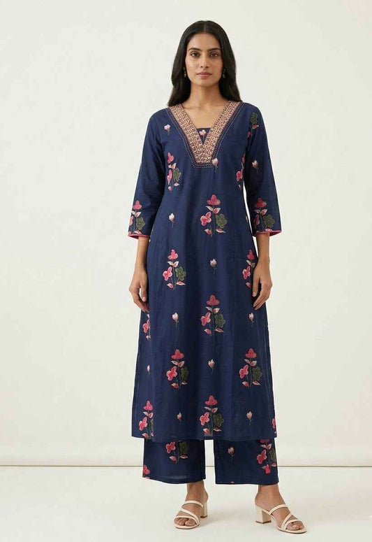 Pure Cotton Three Piece Dupatta set With Embroidery CS0247