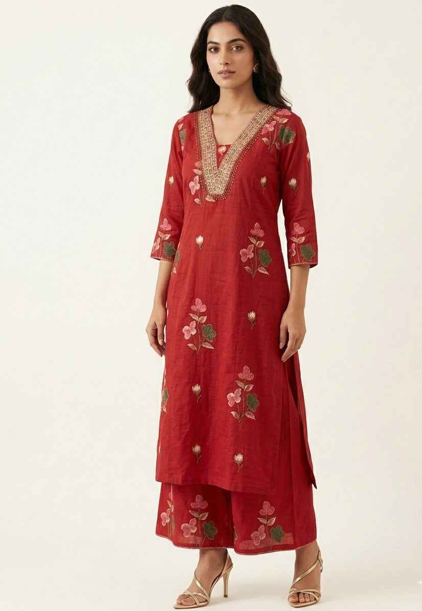 Pure Cotton Three Piece Dupatta set With Embroidery CS0247