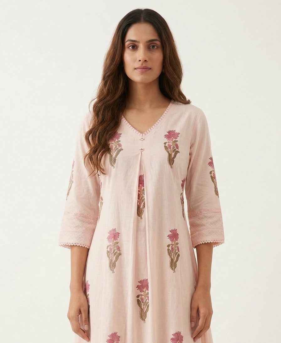 Pure Cotton Flex with Kota doria A Line Three Piece Dupatta Set  CS0246