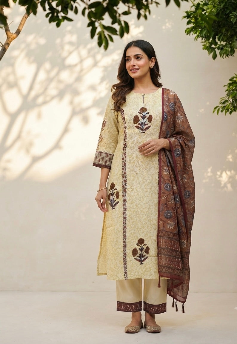 Premium Chanderi Printed Dupatta Set CHS018