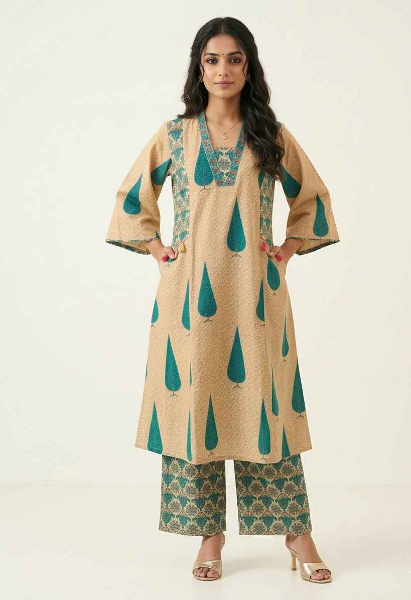 Pure Cotton Three Piece Dupatta Set CS0257