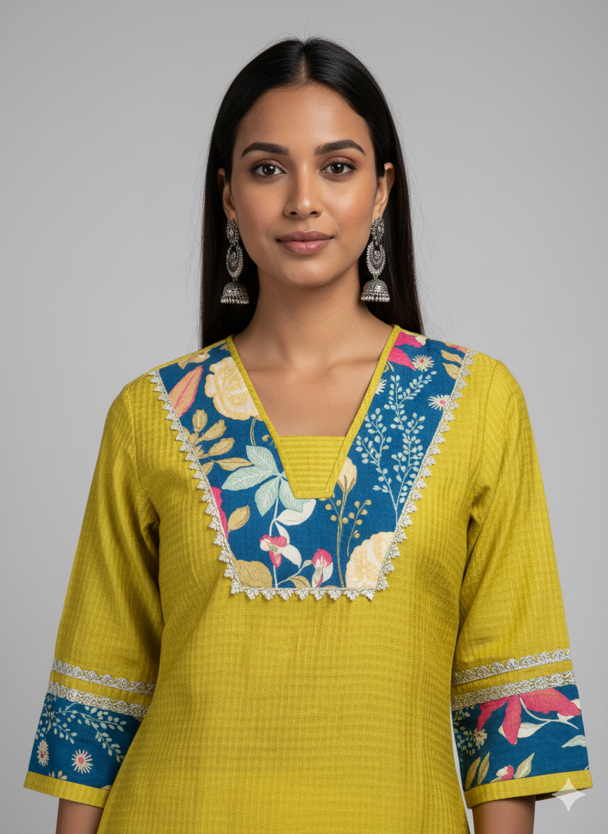 Pure Muslin Straight Two Piece Pant Set With Plazzo  MPS009