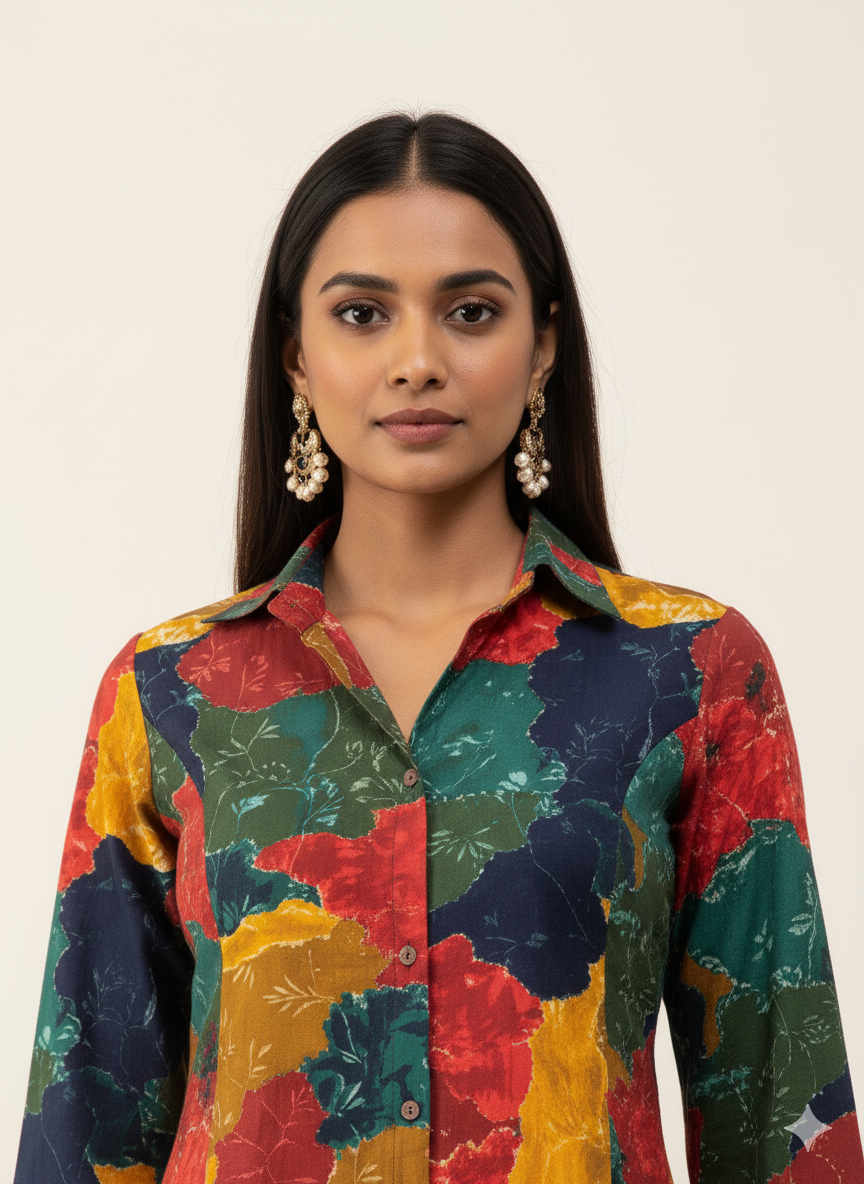 Abstract Print Pure Cotton Long Co Ord Collection   FL0122