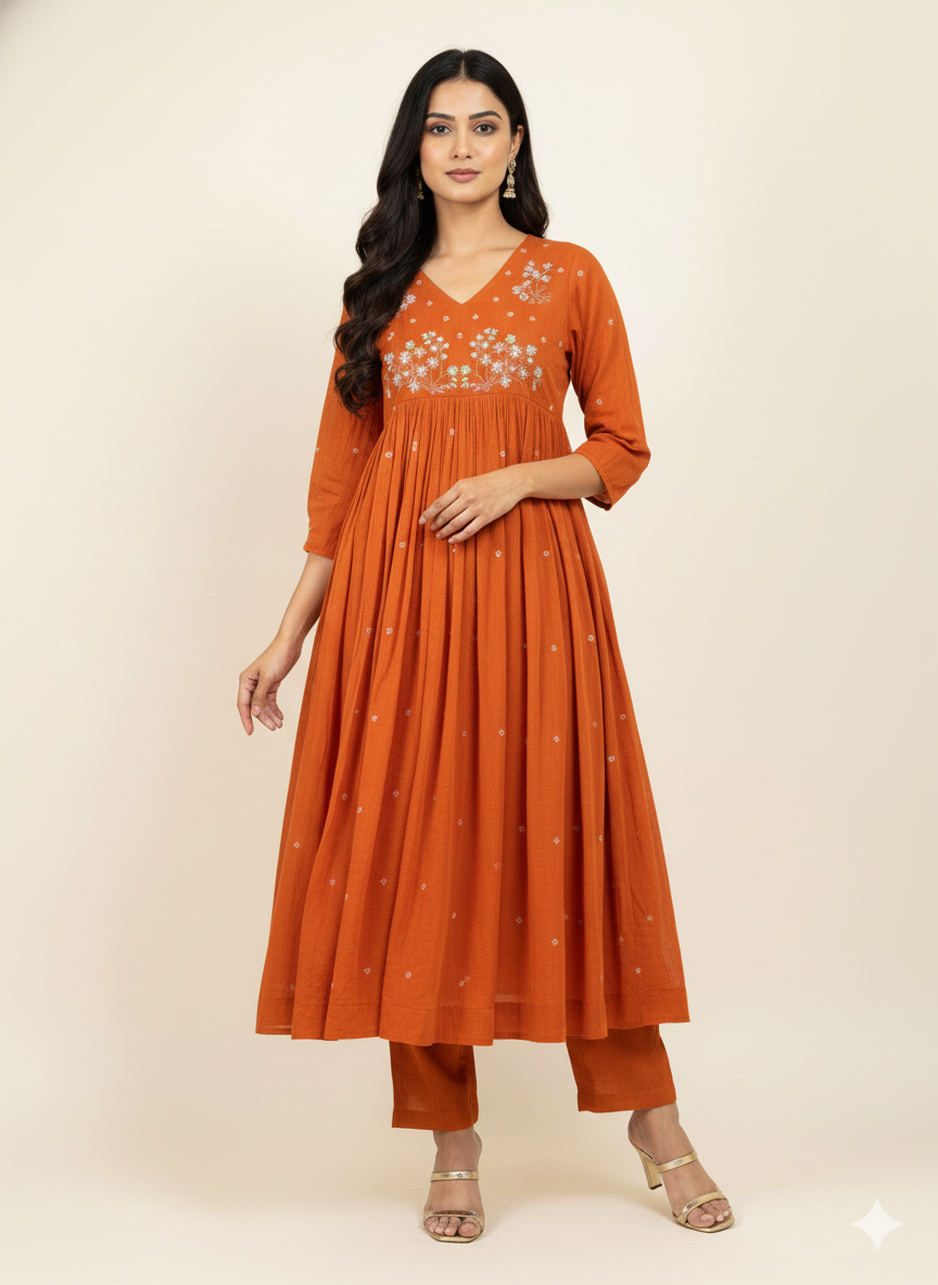 Premium Mul Cotton With Embroidery Dupatta Set MC014