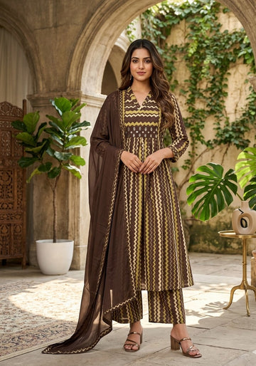 Pure Cotton A Line Dupatta Set With Mirror Work CS0284