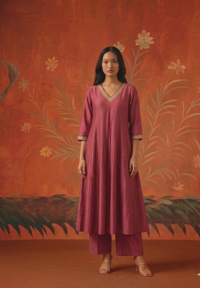 Pure Muslin A Line Three Piece Dupatta Set