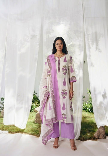 Pure Cotton Three Piece Dupatta Set  CS0295