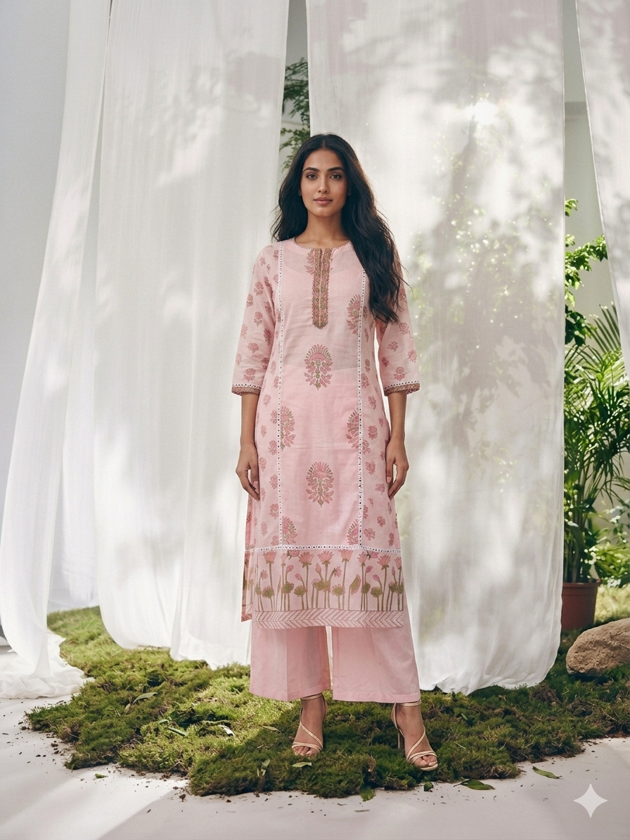 Pure Mul Cotton Three Piece Dupatta Set MC029