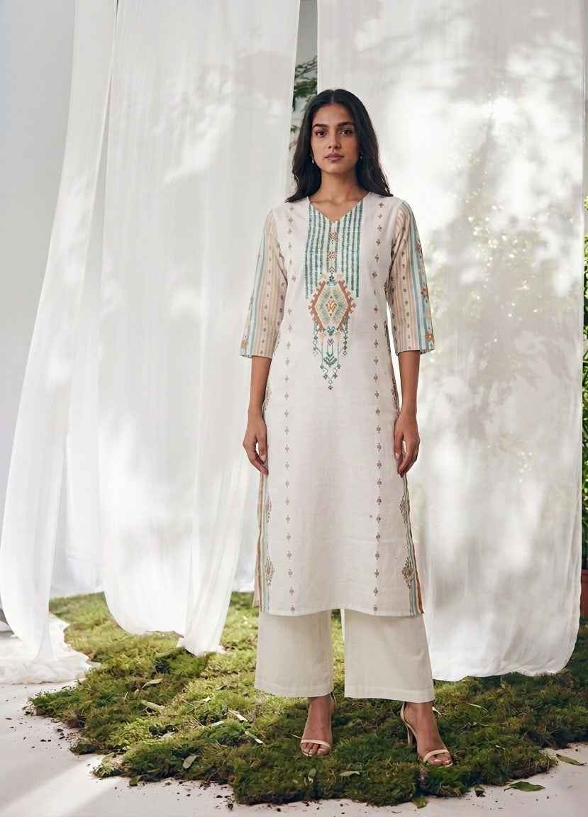 Pure Linen Three Piece Dupatta Set LN006