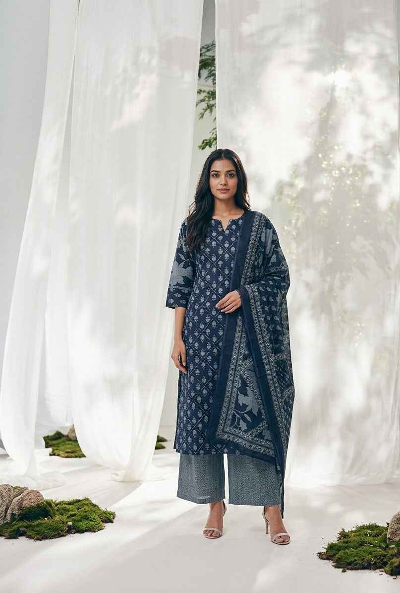 Pure Cotton Three Piece Dupatta Set CS0307