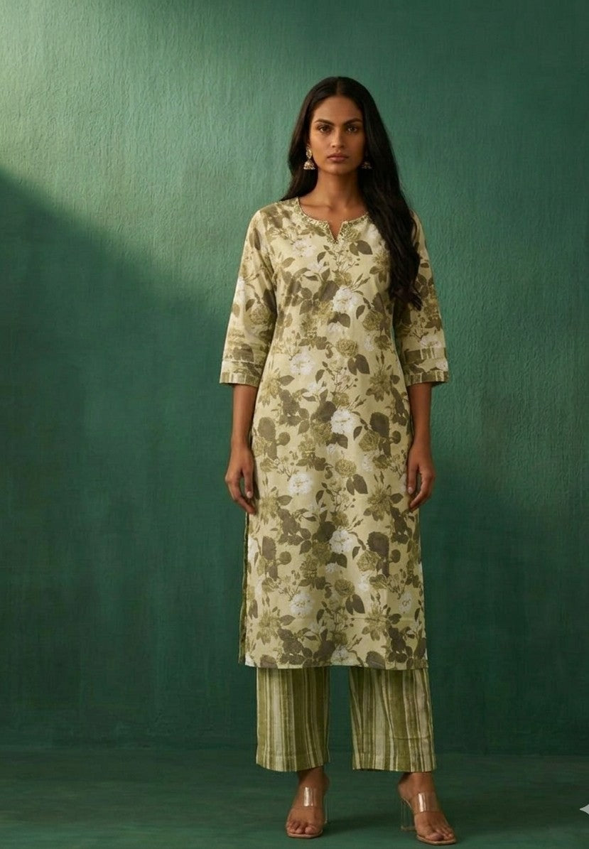 Pure Cotton Three Piece Dupatta Set    MSS003