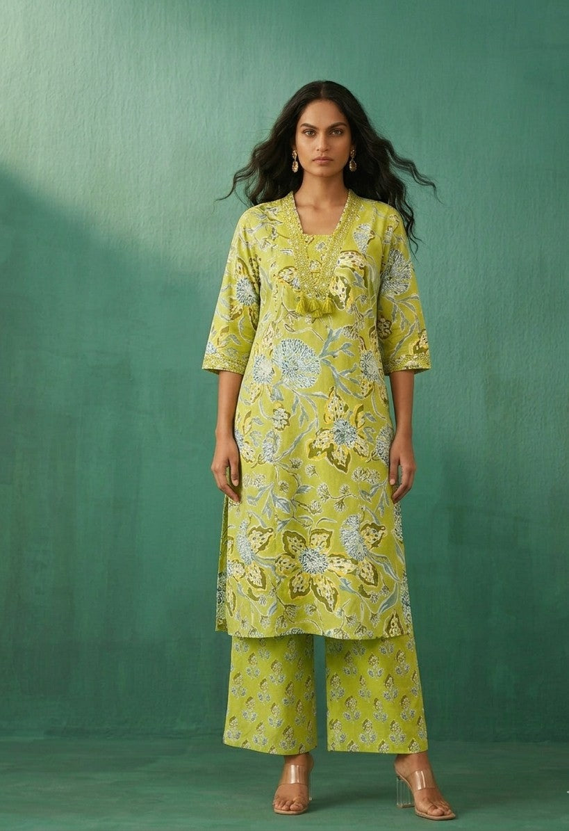 Pure Cotton Three Piece Dupatta Set   MSS002