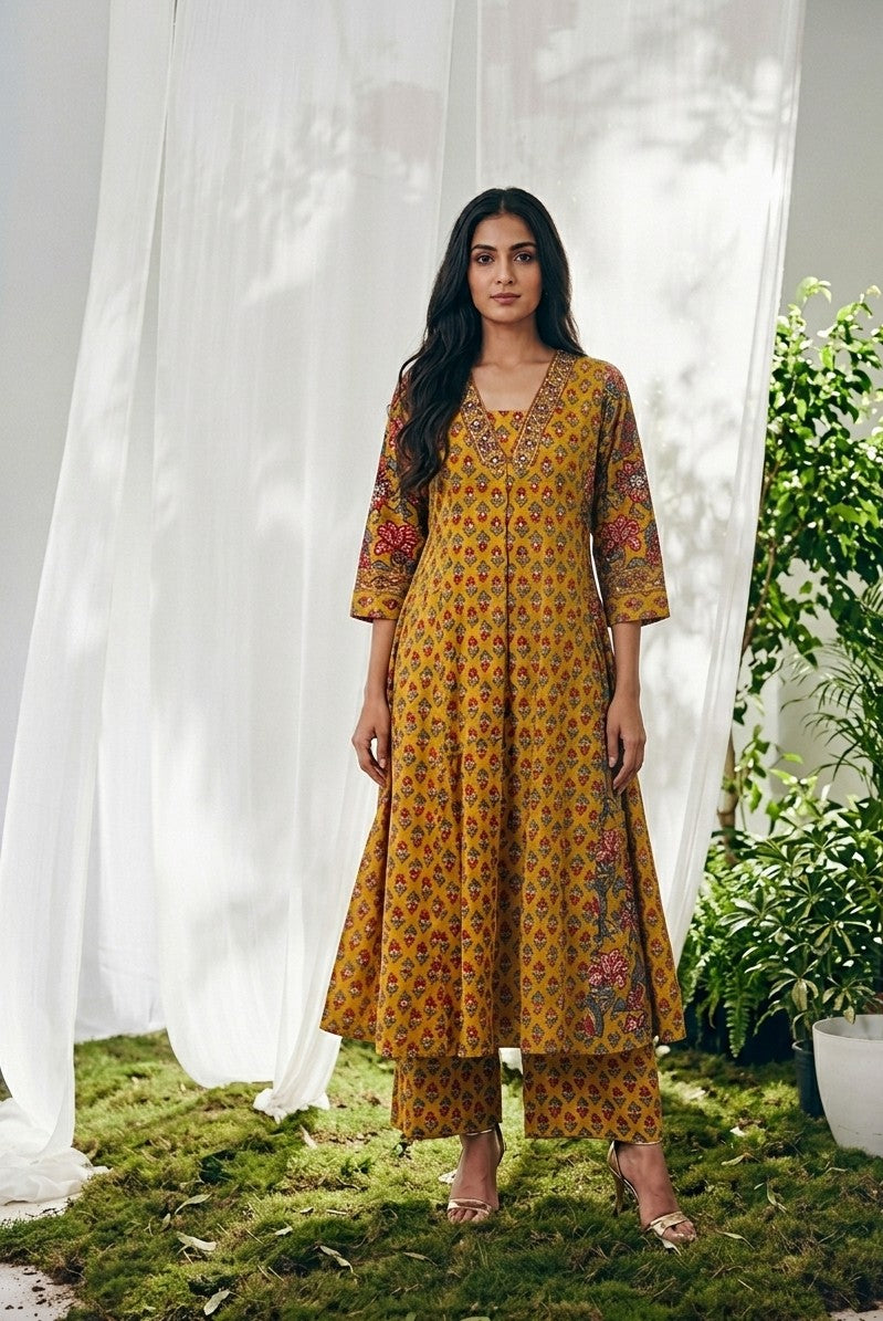 Pure Cotton A Line Anarkali Dupatta Set ANK043