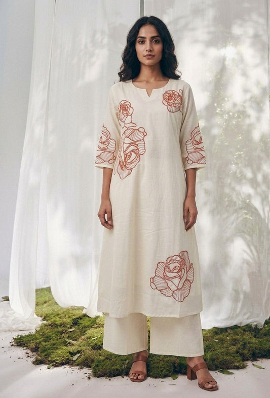 Pure Mul Cotton A Line Dupatta Set With Embroidery  MC031