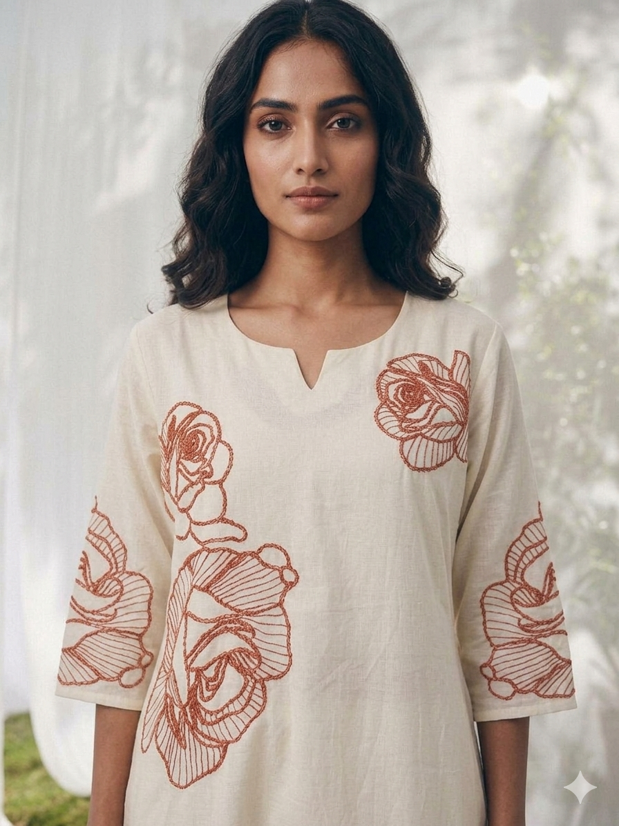 Pure Mul Cotton A Line Dupatta Set With Embroidery  MC031