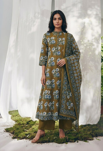 Pure Cotton A Line Three Piece Dupatta Set CS0210