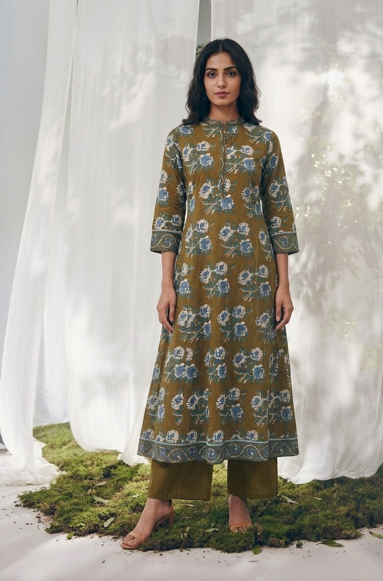 Pure Cotton A Line Three Piece Dupatta Set CS0210