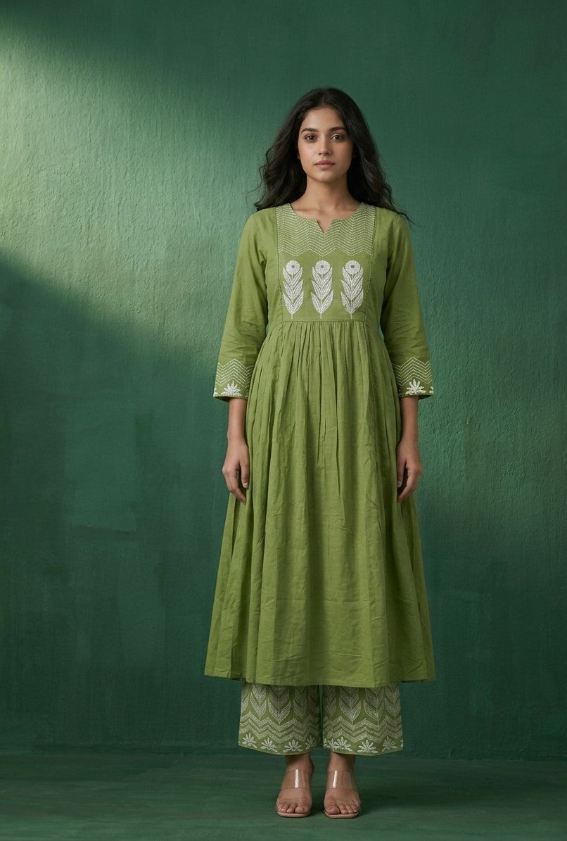 Pure Cotton A Line Three Piece Dupatta Set MSS067
