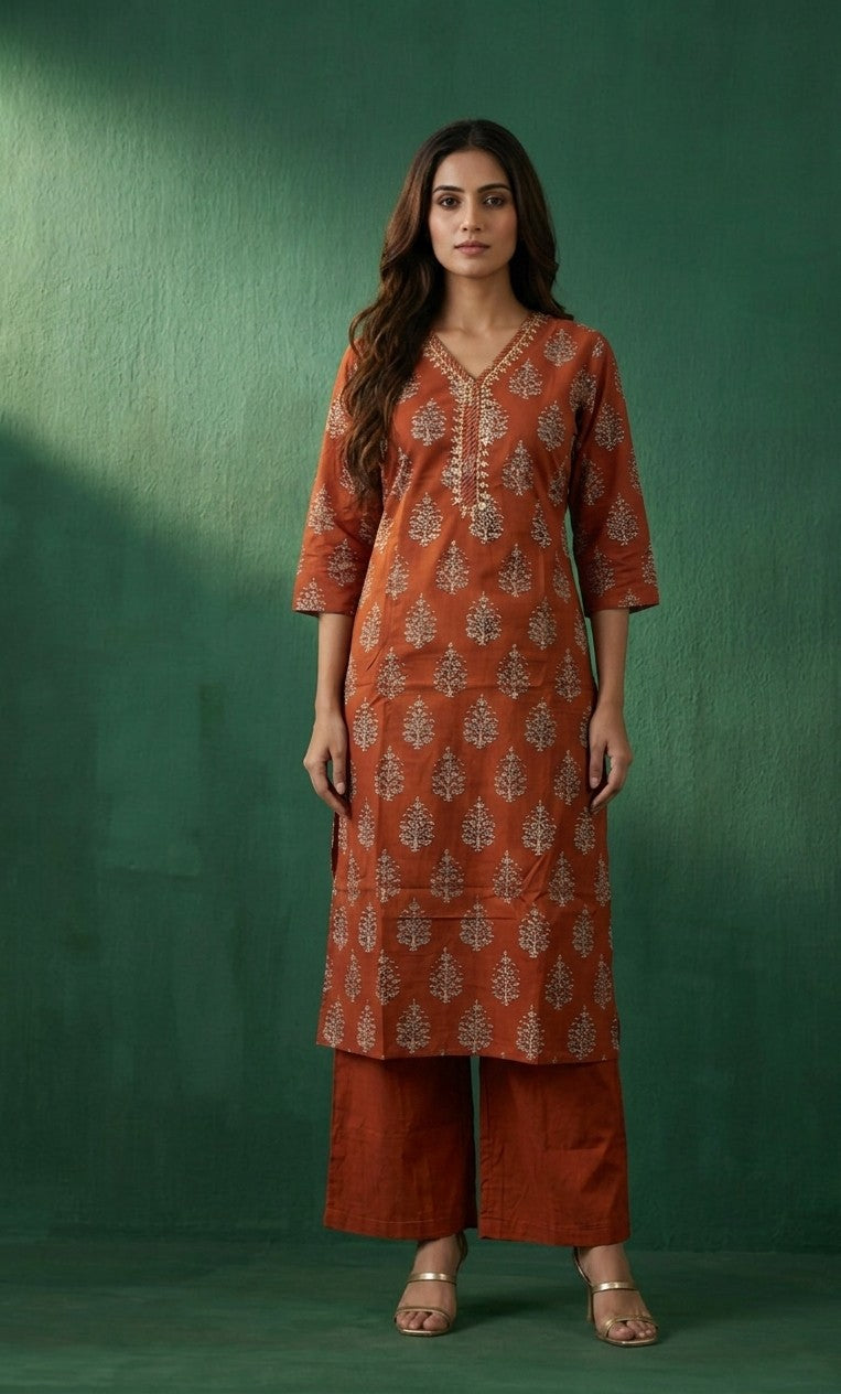 Pure Cotton Three Piece Dupatta Set MSS076