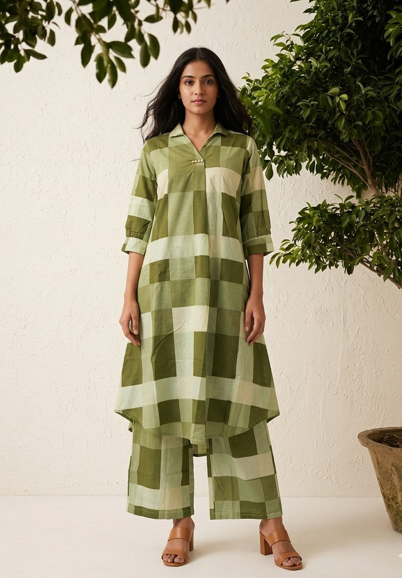 Pure Cotton A Line Two Piece Pant Set  PS0171