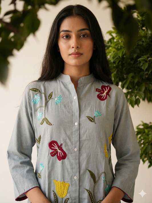 Premium Muslin Slik Co Ord Sets With Embroidery  C0S118