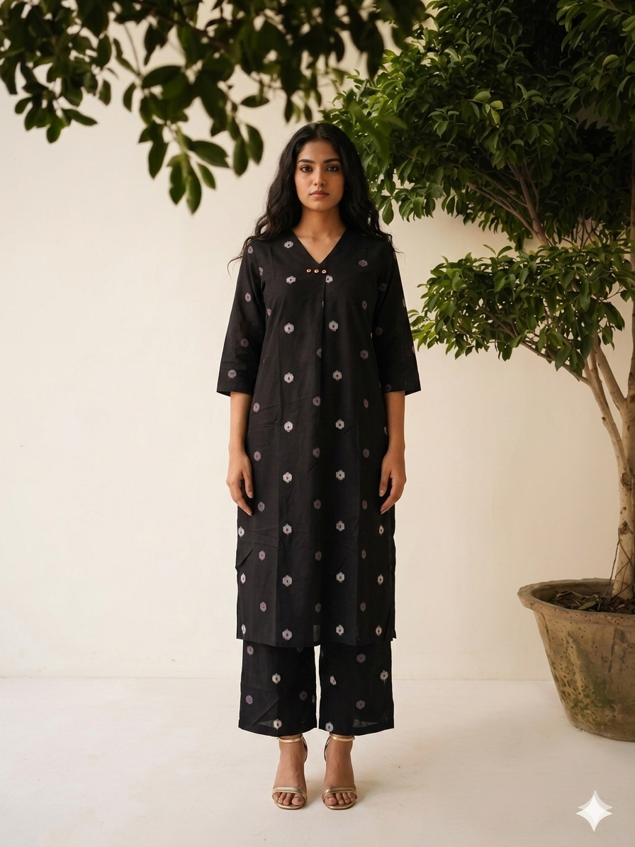 Pure Handloom Cotton Two Piece Co Ord Set  C0S0119