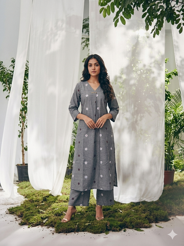 Pure Handloom Cotton Two Piece Co Ord Set  C0S119