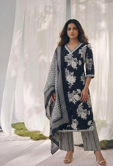Pure Cotton Three Piece Dupatta Set LSS051