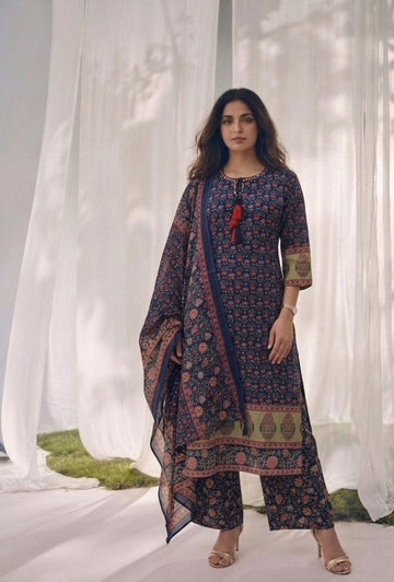 Pure Cotton Three Piece Dupatta Set LSS043