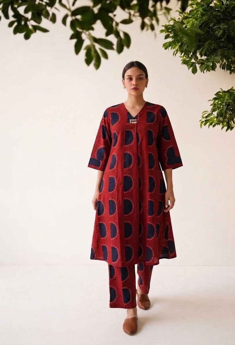 Pure Cotton A Line Two Piece Pant Set