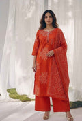 Pure Cotton Three Piece Dupatta Set