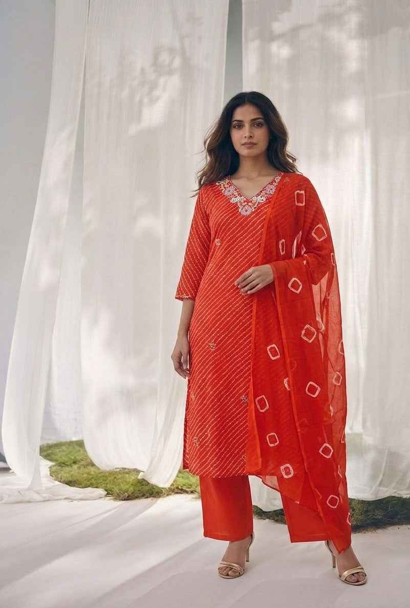Primium Festive Wear Chiffon Lehariya Print Dupatta Set