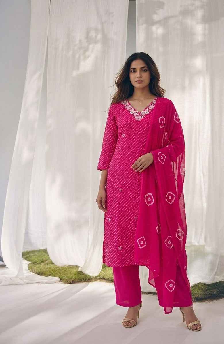 Primium Festive Wear Chiffon Lehariya Print Dupatta Set
