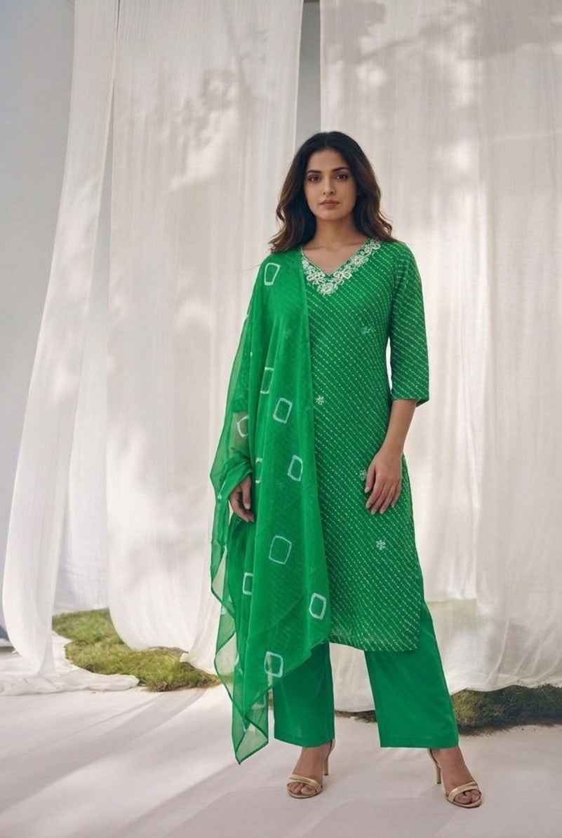 Primium Festive Wear Chiffon Lehariya Print Dupatta Set