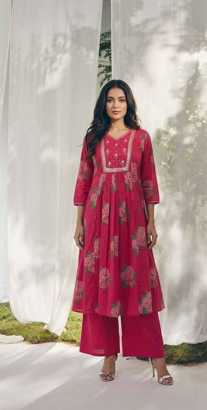 Pure Cotton A Line Dupatta Set
