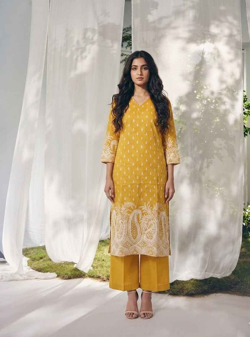 Pure Cotton Three Piece Dupatta Set