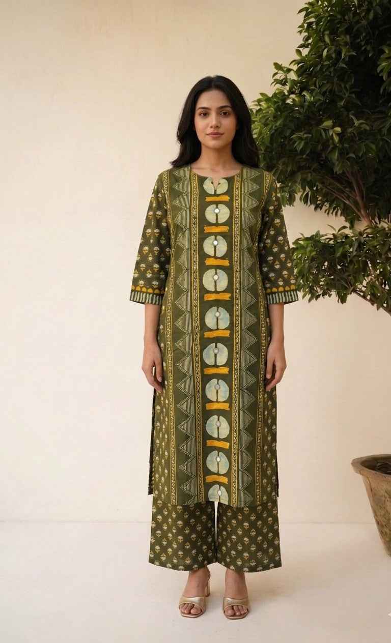 Pure Cotton Block Print Dupatta Set