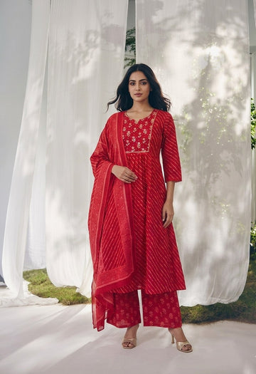 Premium Cotton Lehariya Print Dupatta Set CS0363